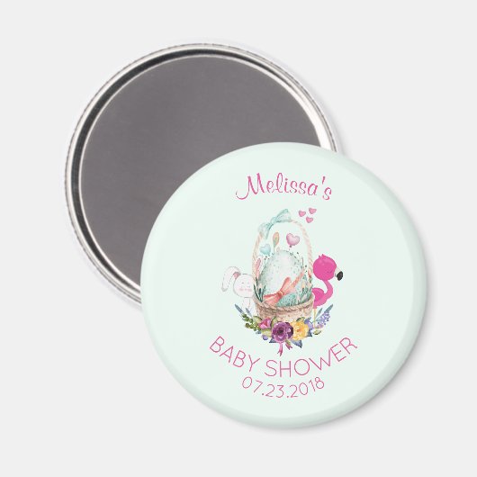 Nesting Egg w/ Flamingo & Bunny Baby shower Magneet (Voorkant / Achterkant)