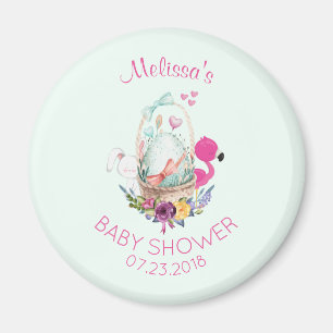 Nesting Egg w/ Flamingo & Bunny Baby shower Magneet