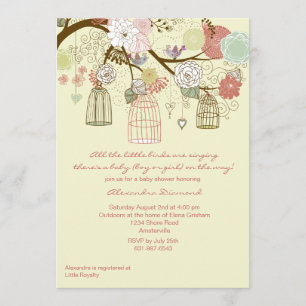Nesting Floral Baby shower Invitation Kaart