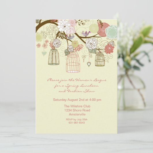 Nesting Floral Invitation Kaart (Staand voorkant)