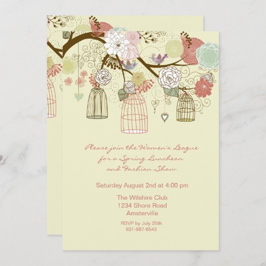 Nesting Floral Invitation Kaart (Voorkant / Achterkant)