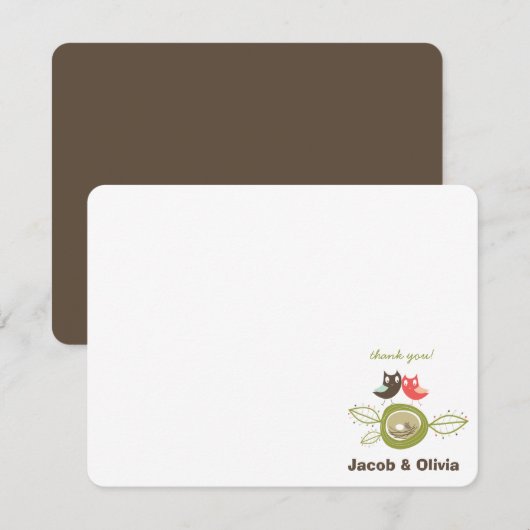 Nesting Owl Family Baby shower Hartelijk dank Notitiekaartje (Voorkant / Achterkant)