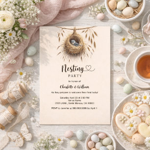 Nesting partij vogelnest baby shower uitnodiging