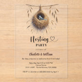 Nesting partij vogelnest boho baby shower vrij acryl uitnodigingen (Voorkant)