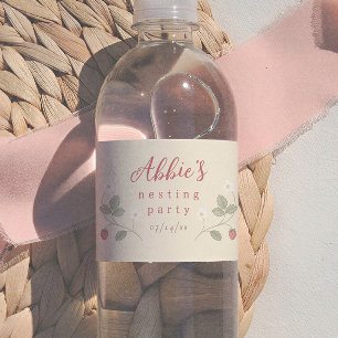 Nesting Party Aardbeien Bloemen Meisje Baby Shower Waterfles Etiket