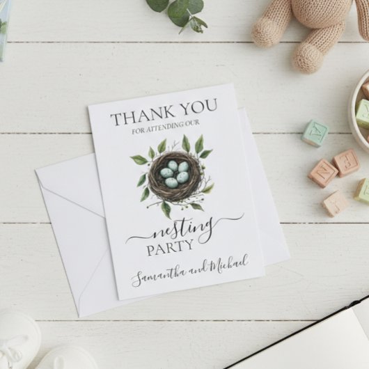 Nesting Party Baby shower Vogelnest Bedankkaart