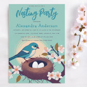 Nesting Party Blauwe Vogel Nest Eieren Bloesem Blo Kaart