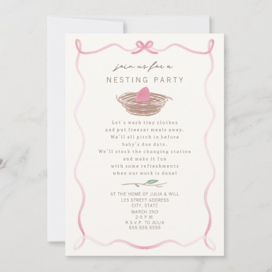 Nesting Party Gedicht Baby Roze Ei Doodle Kaart (Voorkant)