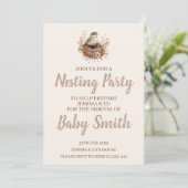 Nesting Party Neutrale Uitnodiging met Vogelnest (Staand voorkant)
