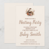 Nesting Party Neutrale Uitnodiging met Vogelnest (Voorkant / Achterkant)