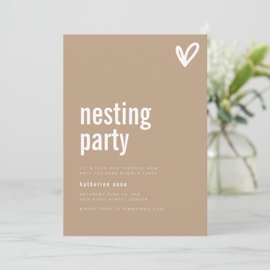 Nesting Party Uitnodiging Sjabloon met Hart (Staand voorkant)