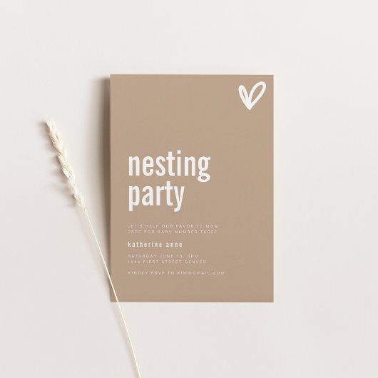 Nesting Party Uitnodiging Sjabloon met Hart