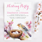 Nesting Party Waterverf Vogelnest Twee Eieren Bloe Kaart