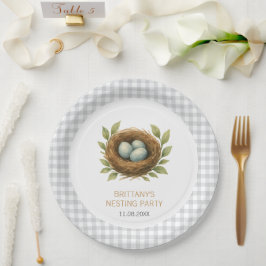 Nesting Party zegene het nestneutrale Baby shower Papieren Bordje