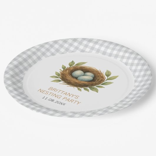 Nesting Party zegene het nestneutrale Baby shower Papieren Bordje (Gekanteld)