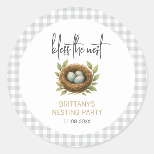 Nesting Party zegene het nestneutrale Baby shower Ronde Sticker (Voorkant)