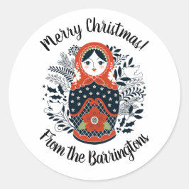 Nesting pop kerst rode matryoshka ronde sticker