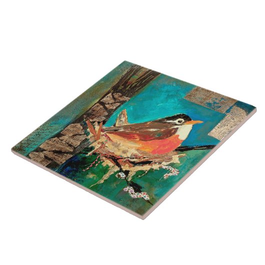 Nesting Robin Trivet Tegeltje (Zijkant)