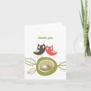Nesting Uil Familie Paar Baby shower Dank u Bedankkaart