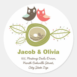 Nesting Uilen Familie Baby shower Adres Sticker
