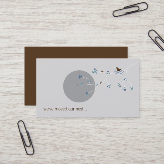 Nesting Vogel + Familie Blauw Aangepast Nieuw Thui Visitekaartje (Voorkant / Achterkant in situ)