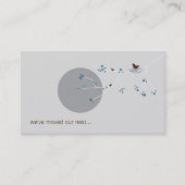 Nesting Vogel + Familie Blauw Aangepast Nieuw Thui Visitekaartje (Voorkant)