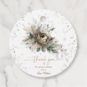Nesting Woodland Neutral Rustic Fores Baby shower Bedankjes Labels (Voorkant)