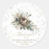 Nesting Woodland Neutral Rustic Fores Baby shower Ronde Sticker (Voorkant)