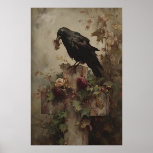 Nestkeeper of the Ivy Cross Gothic Raven Art Print (Voorkant)
