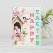 Nestled Blessings – Easter Birdhouse Charm Kaart (Staand voorkant)