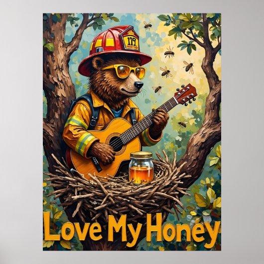 Nestled Notes: Forest Rhapsody van Beer Poster (Voorkant)