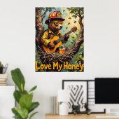 Nestled Notes: Forest Rhapsody van Beer Poster (Thuiskantoor)