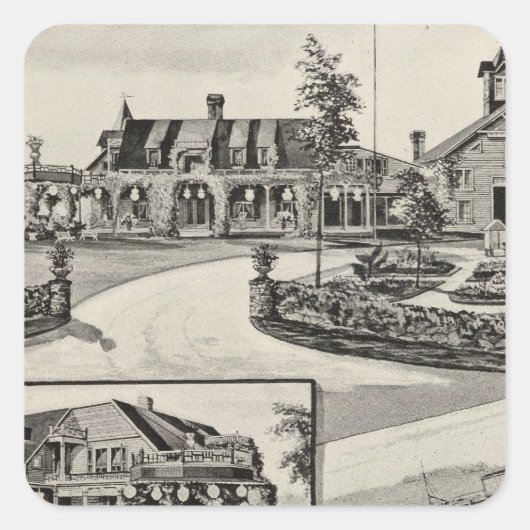Nestledown, Zebley Boerderij Vierkante Sticker (Voorkant)