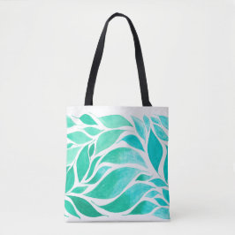 Nestling bladeren in Waterverf Ombre Canvas tas