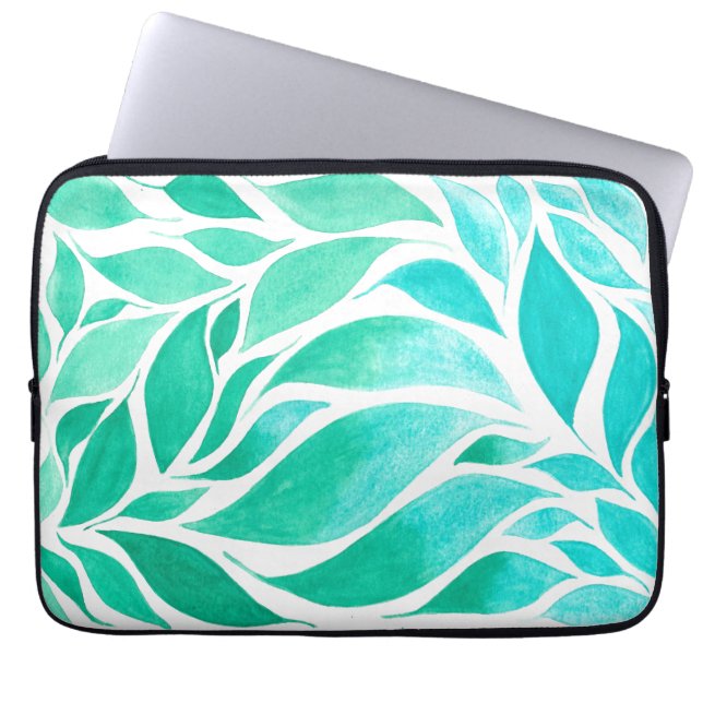Nestling Leaves in Ombre Waterverf Laptop Sleeve (Voorkant)