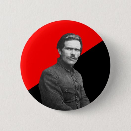 Nestor Makhno Anarcho-communist Ronde Button 5,7 Cm (Voorkant)