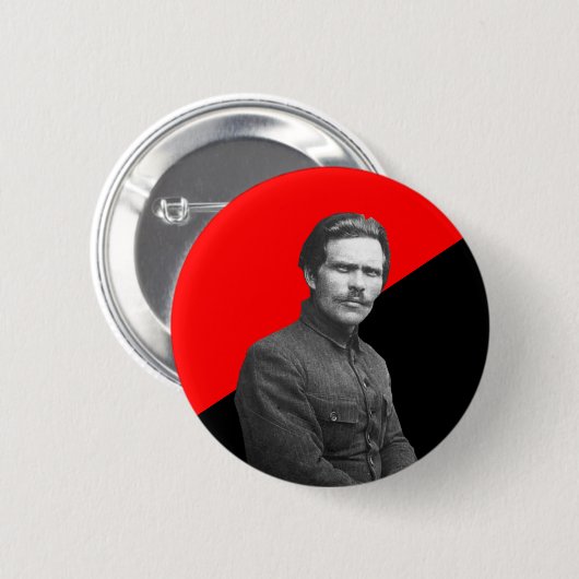 Nestor Makhno Anarcho-communist Ronde Button 5,7 Cm (Voorkant /achterkant)