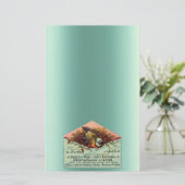  nestvogel blauwgroen perzikbruin briefpapier (Staand voorkant)