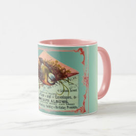  nestvogel mok papier com blauwgroen roze