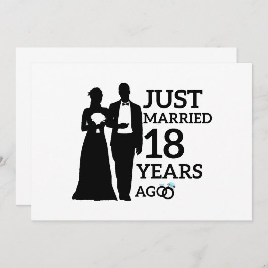 Net 18 Jaar Getrouwd, 18e Huwelijksverjaardag Kopp Kaart (Voorkant / Achterkant)