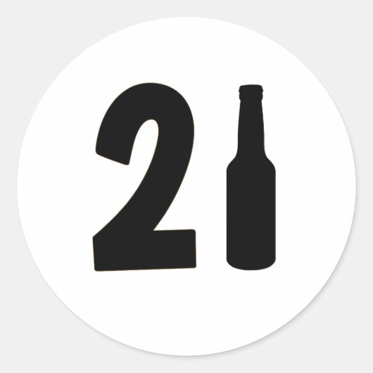 Net 21 bierflesjes gedraaid op 21ste verjaardag ronde sticker (Voorkant)