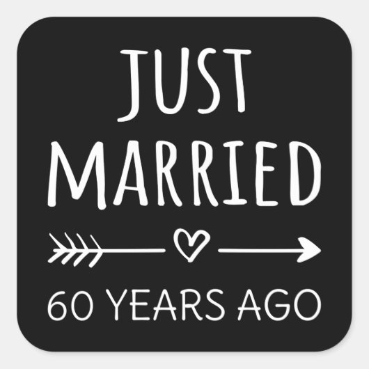 Net 60 Jaar Getrouwd Vierkante Sticker (Voorkant)