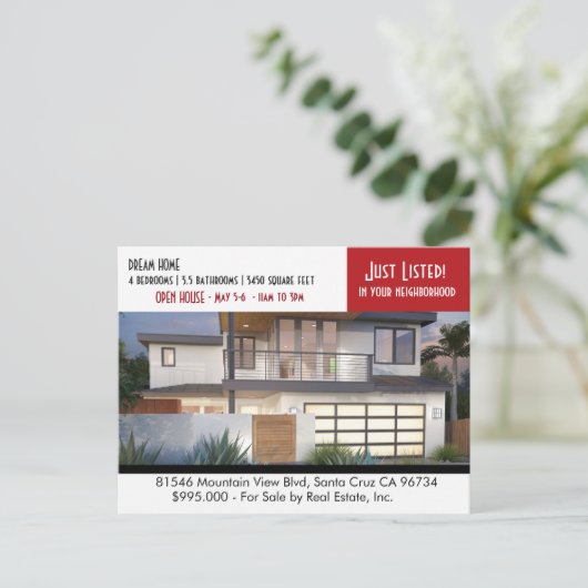 NET AANGEBODEN briefkaart onroerend goed (Staand voorkant)