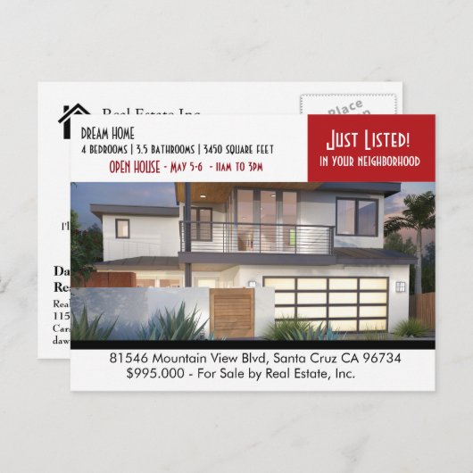 NET AANGEBODEN briefkaart onroerend goed (Voorkant / Achterkant)