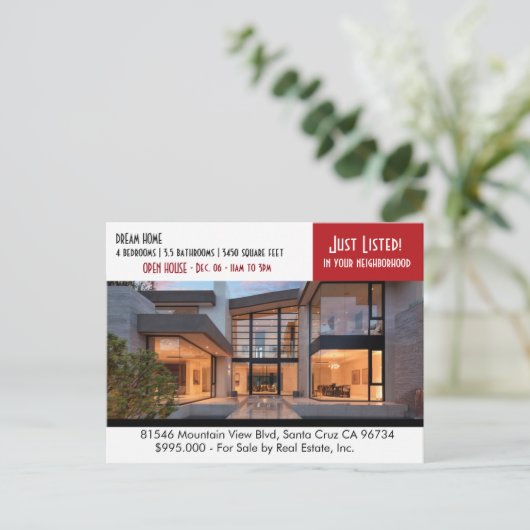 NET AANGEBODEN briefkaart onroerend goed (Staand voorkant)