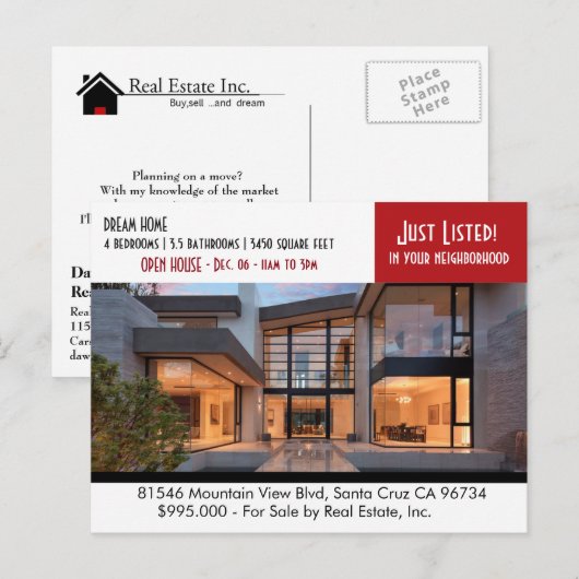 NET AANGEBODEN briefkaart onroerend goed (Voorkant / Achterkant)