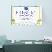Net Afgestudeerd Aquarel Citroen Afstudeerfeest Spandoek (Beurs)