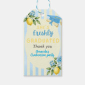 Net Afgestudeerd Blauw Streep Citroen Afstuderen Cadeaulabel (Voorkant)