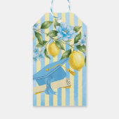 Net Afgestudeerd Blauw Streep Citroen Afstuderen Cadeaulabel (Achterkant)