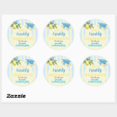Net Afgestudeerd Blauw Streep Citroen Afstuderen Ronde Sticker (Vel)